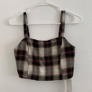 Brown plaid tank/crop top